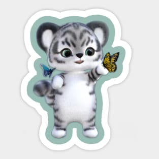 Snow White Tiger with Butterfly Sticker